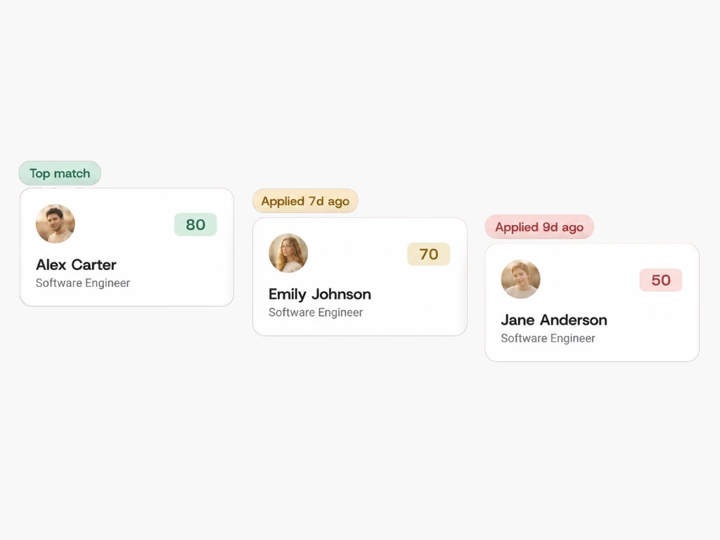 AI-scored Software Engineer applicants ranked from top match to lower scores